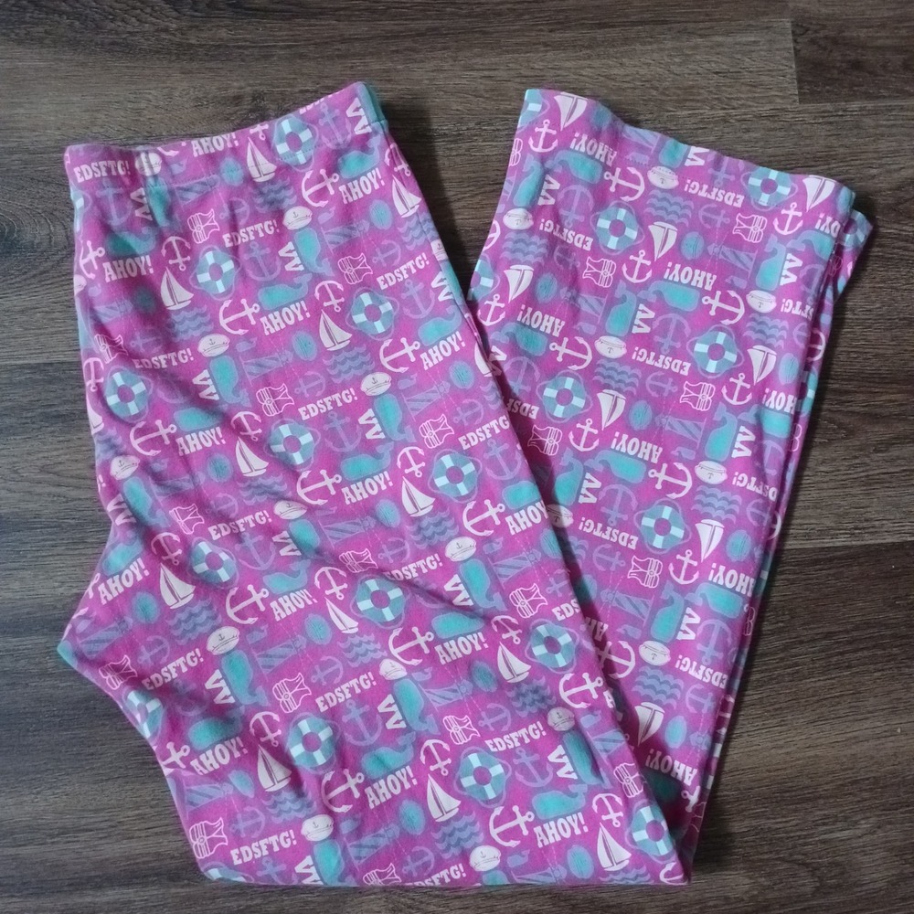 Vineyard Vines Pink Nautical Whale Ahoy Pajama Pants Women Small Cotton Lounge